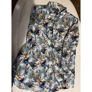 Paisley & Gray Boys XL 18 Tropical LS Shirt Toucan Pineapple Vacation Beach